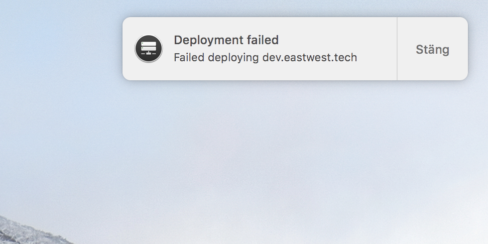 F-Bar notification deployment failed